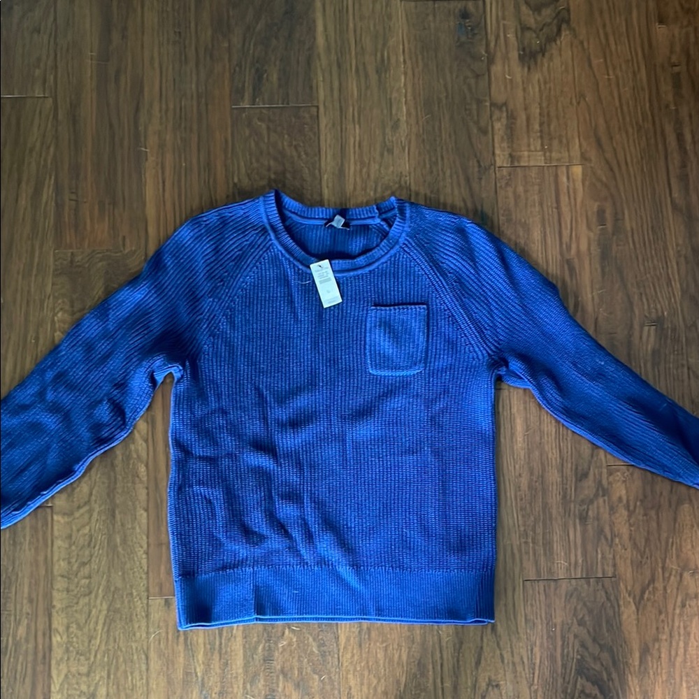 Blue Knit Sweater with Pocket